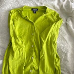 Lands' End Women's Lime Green Cardigan